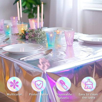 Table nappe anniversaire holographique brillante