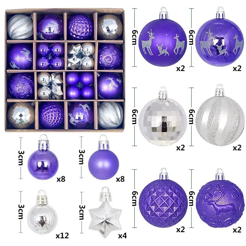 Boule de noël 3/6CM, 44 pièces, ornements de décoration d'arbre de noël