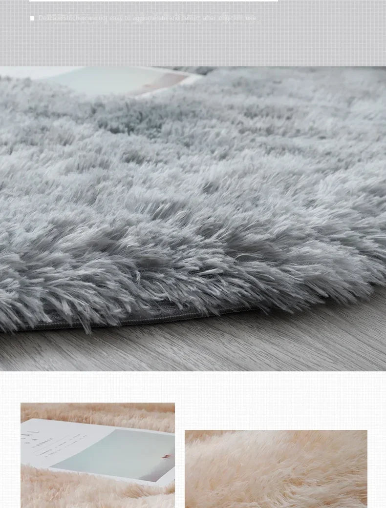 Tapis rond en peluche Super doux, blanc moelleux, pour Salon, décoration de maison,