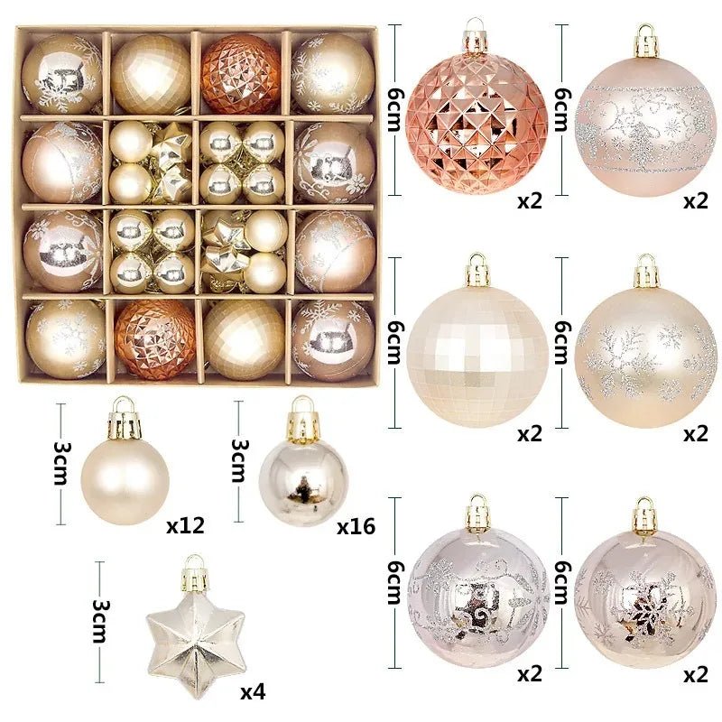 Boule de noël 3/6CM, 44 pièces, ornements de décoration d'arbre de noël