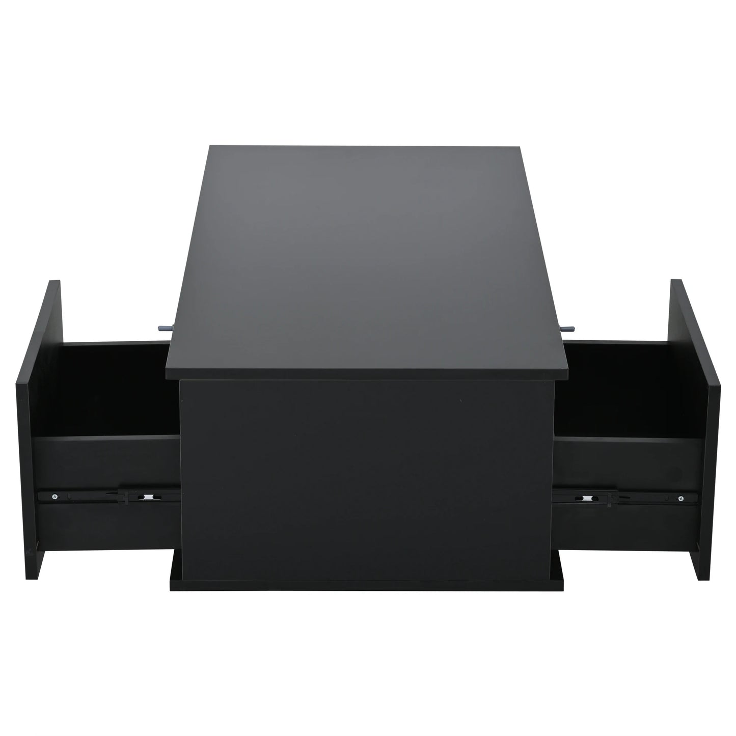 Table basse 100*50*30cm, table de canapé avec 2 tiroirs, table d'appoint de salon brillante, table de salon en MDF, table basse