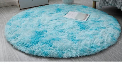 Tapis rond en peluche Super doux, blanc moelleux, pour Salon, décoration de maison,