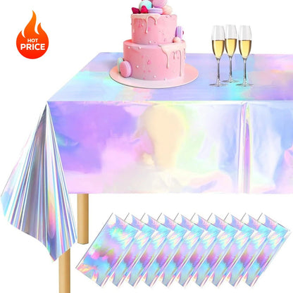 Table nappe anniversaire holographique brillante