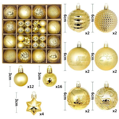 Boule de noël 3/6CM, 44 pièces, ornements de décoration d'arbre de noël