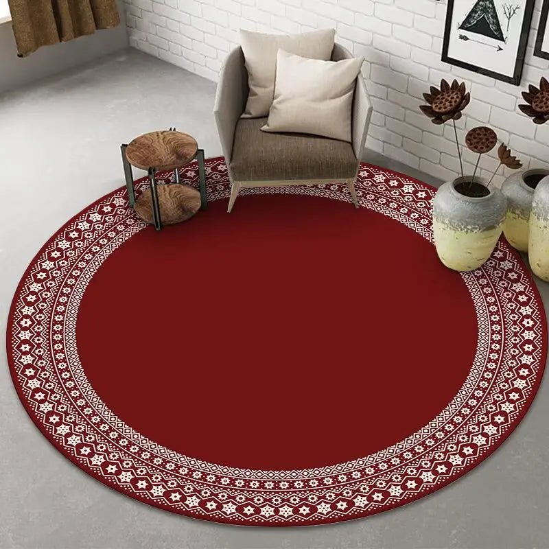 Tapis rond de luxe de Style Simple rouge | Élégance