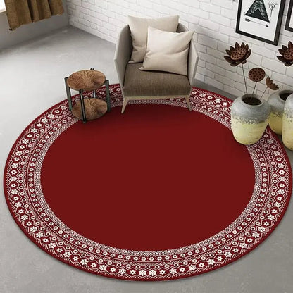 Tapis rond de luxe de Style Simple rouge | Élégance