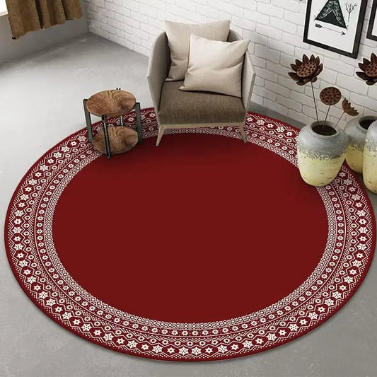Tapis rond de luxe de Style Simple rouge | Élégance