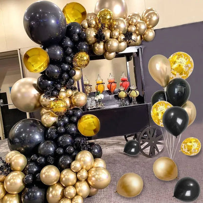 Guirlande de ballons noirs et dorés | Élégance