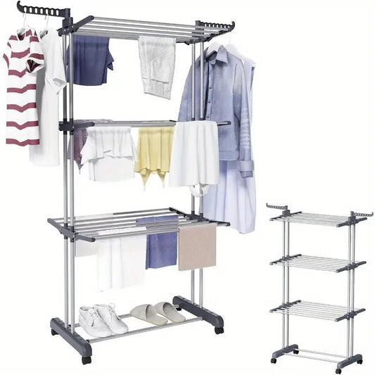 Étendoir à linge pliable rotatif à 3 niveaux