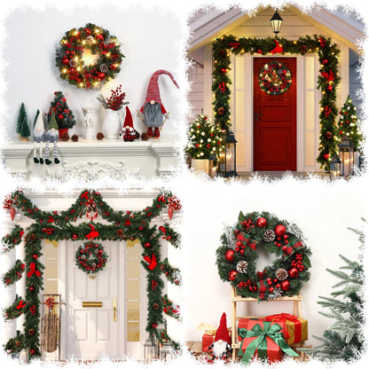 Couronne de Noël de 45 cm avec 15 lumières LED Guirlande