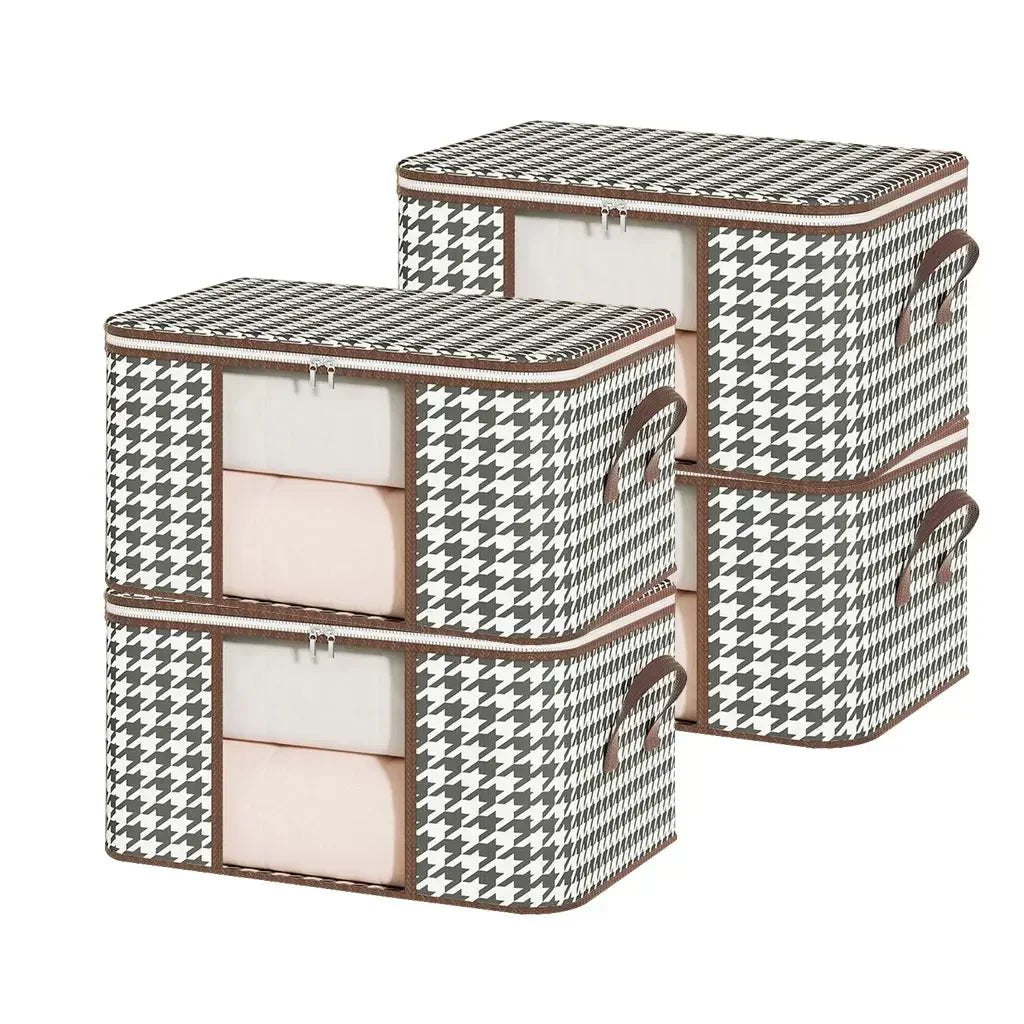 Boîte de Rangement Visible de Grande Capacité pour Vêtements Ménagers, Conteneur Pliable et Anti-Poussière à Fermeture Éclair