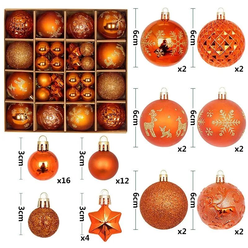 Boule de noël 3/6CM, 44 pièces, ornements de décoration d'arbre de noël