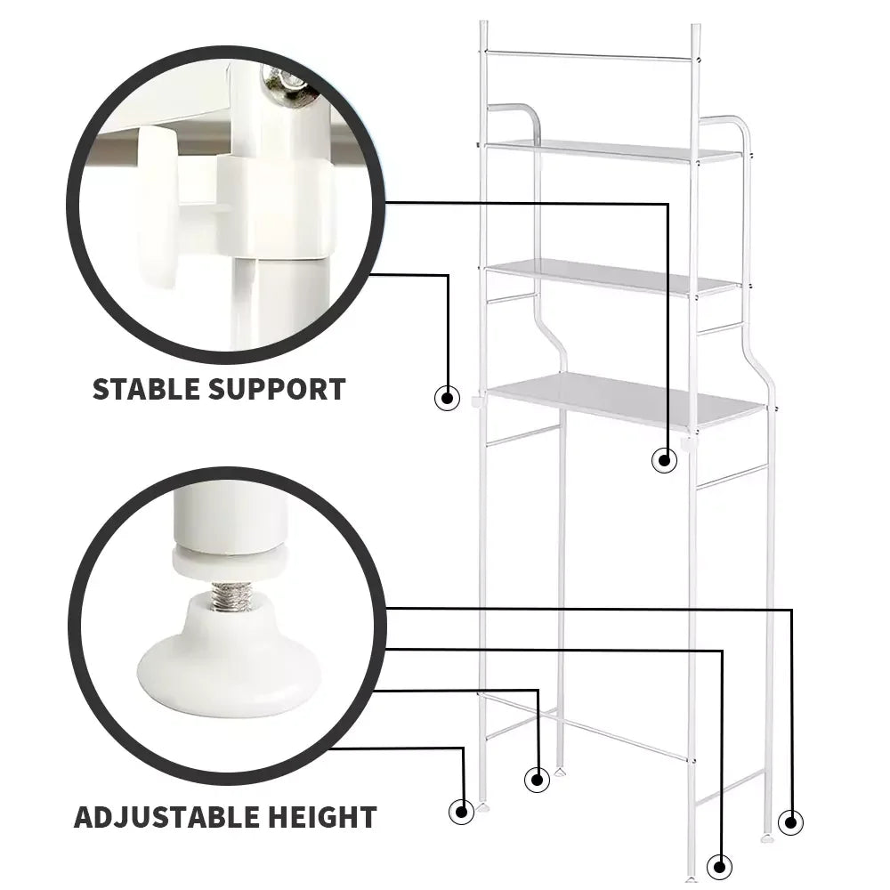Étagères pour Machine à laver, 3 Niveaux Sans Perçage | Premium